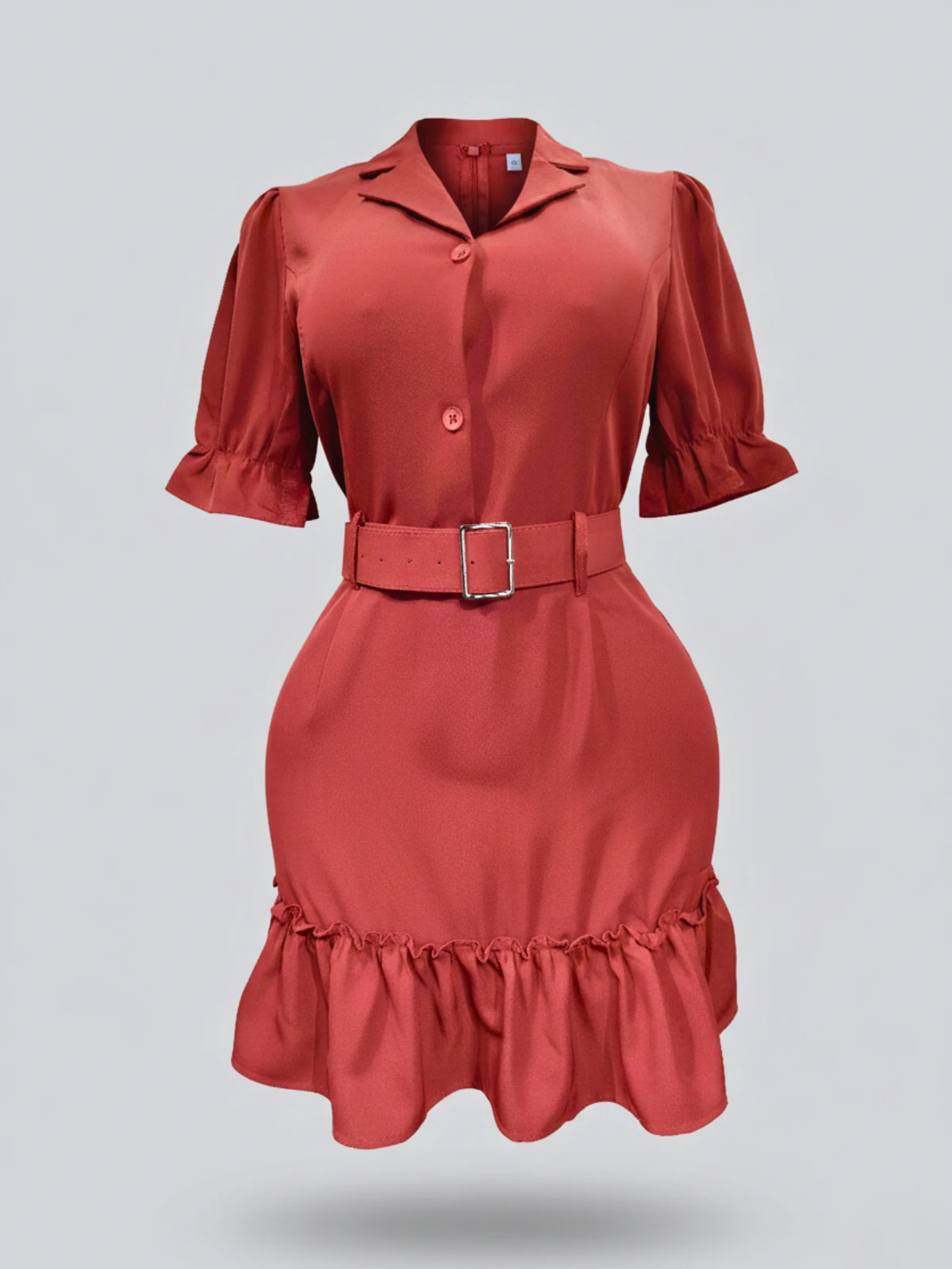 Classy Rust Ruffle Dress